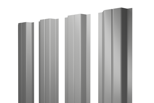 Штакетник П-образный А с прямым резом 0,5 Satin RAL 9006 бело-алюминиевый