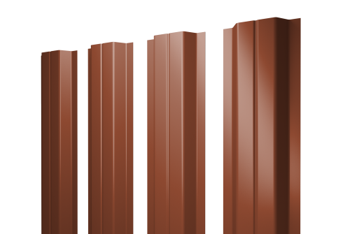 Штакетник П-образный А с прямым резом 0,5 Satin RAL 8004 терракота