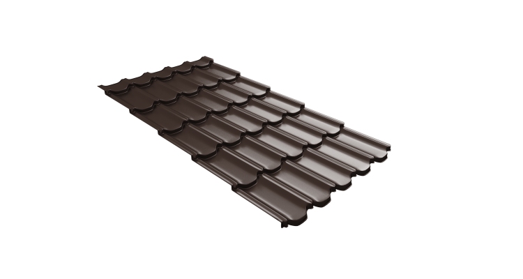 Металлочерепица  квинта плюс Grand Line c 3D резом 0,45 Drap-double TX RAL 8017 шоколад