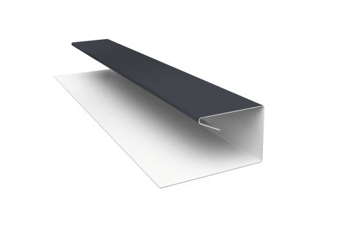 Планка П-образная завершающая сложная (КД) 0,5 Satin с пленкой RAL 7024 мокрый асфальт (2м)