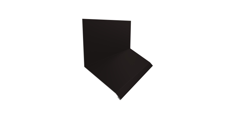 Планка примыкание верхнее к стене фальц 150х130х20 0,5 Satin с пленкой RAL 9005 черный (3м)